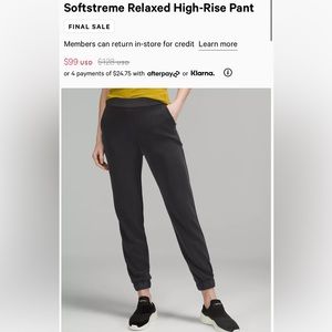 Lululemon Softstreme High Rise Pant